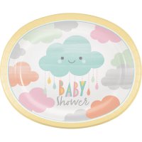 8 Maxi Platos Baby Shower Nubes
