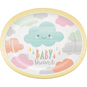 8 Maxi Platos Baby Shower Nubes