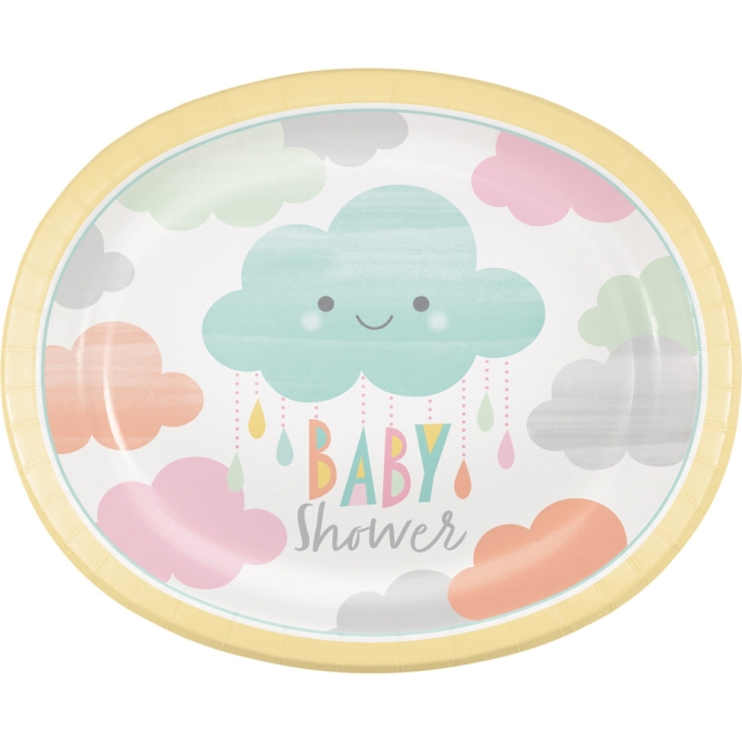 8 Maxi Platos Baby Shower Nubes 