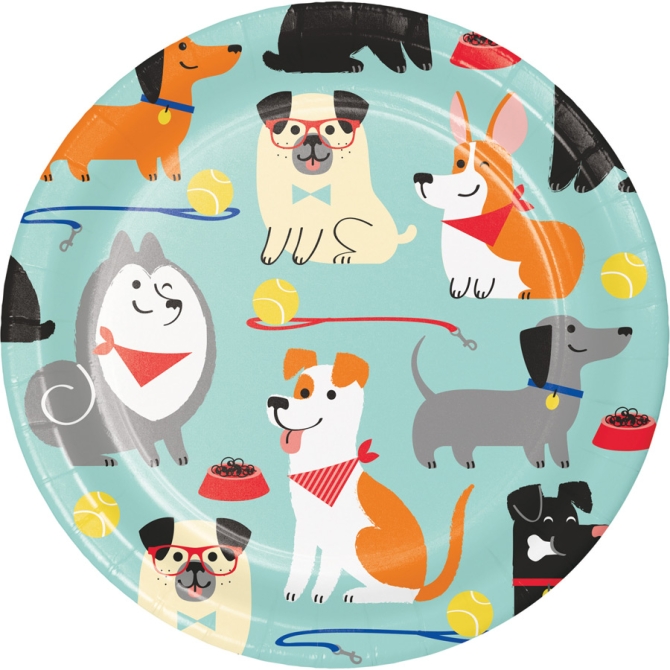 8 platos pequeos Dog Party. 