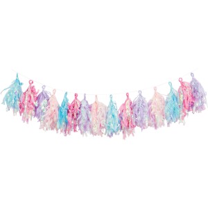 Guirnalda de borlas de sirena iridiscente (243 cm)