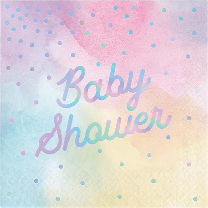 16 servilletas iridiscentes para baby shower en colores pastel 