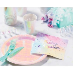 16 servilletas iridiscentes para baby shower en colores pastel. n1