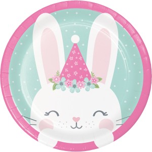 8 platos pequeos de conejo feliz