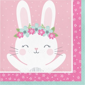 16 servilletas de conejo feliz
