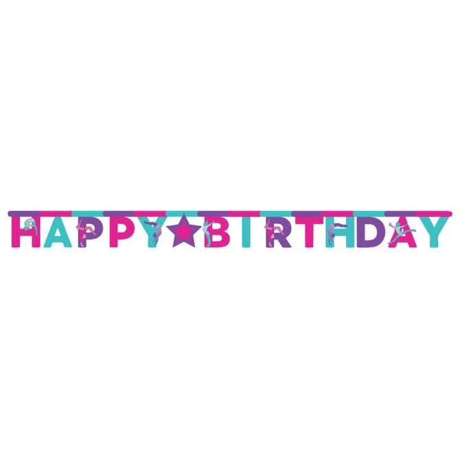 Guirnalda de letras Gimnasia Party de feliz cumpleaños 