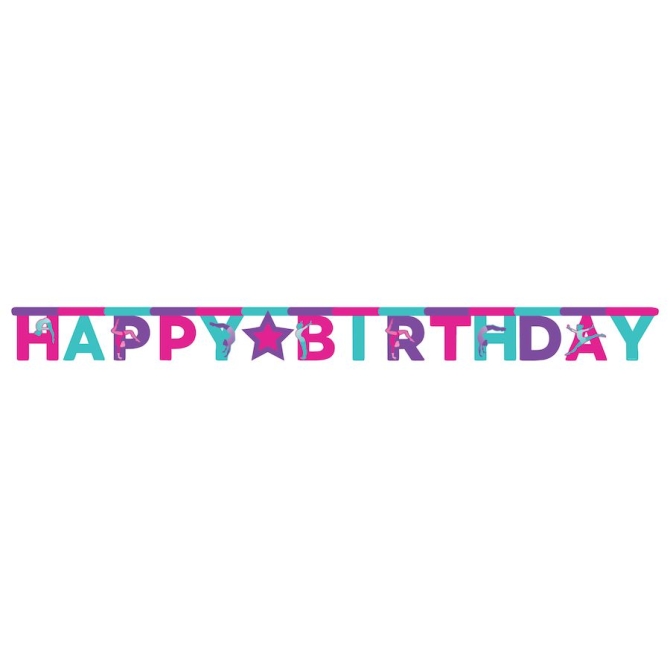 Guirnalda de letras Gimnasia Party de feliz cumpleaos 