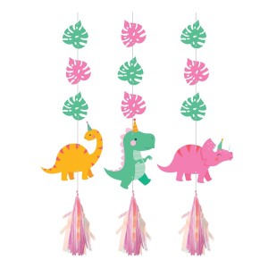 3 decoraciones colgantes Dino Girl