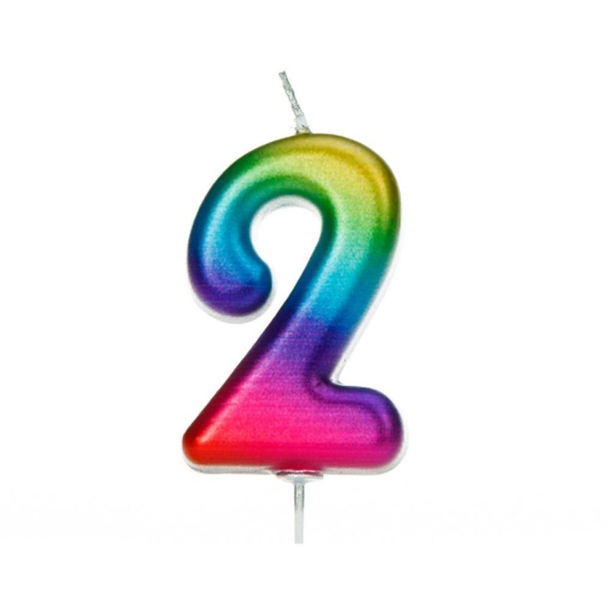 Vela arcoíris número 2 - 7 cm 