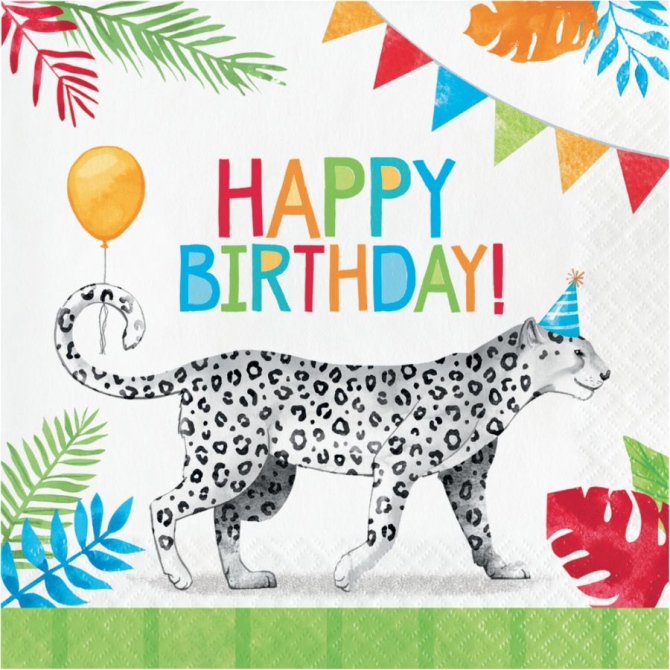 16 Servilletas de Fiesta Feliz Cumpleaos Animales 