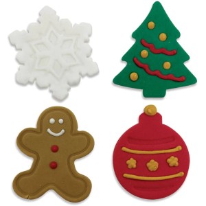 4 adornos Felices Fiestas (4,5 cm) - Azcar
