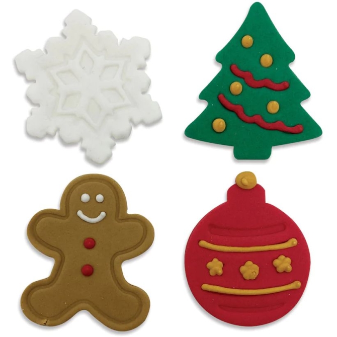 4 adornos Felices Fiestas (4, 5 cm) - Azcar 