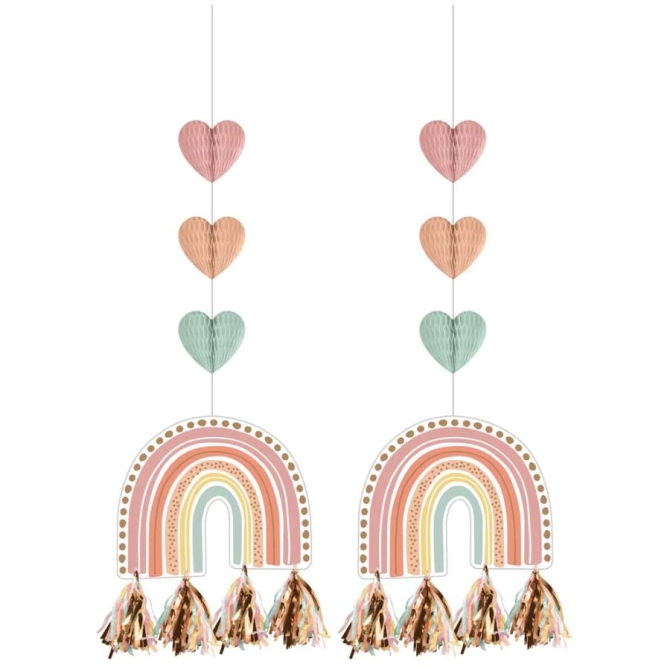 2 Adornos colgantes Boho Rainbow con borlas 