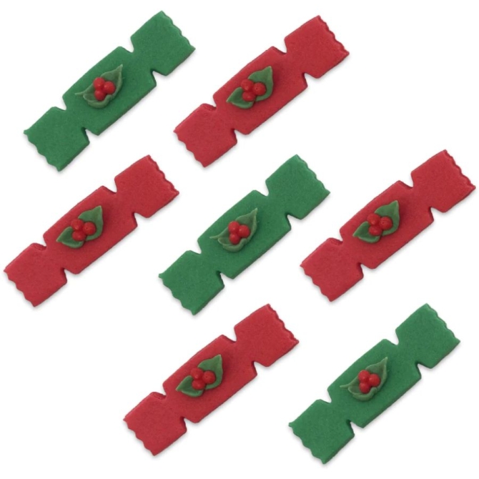 7 decoraciones de azúcar crackers rojos y verdes 
