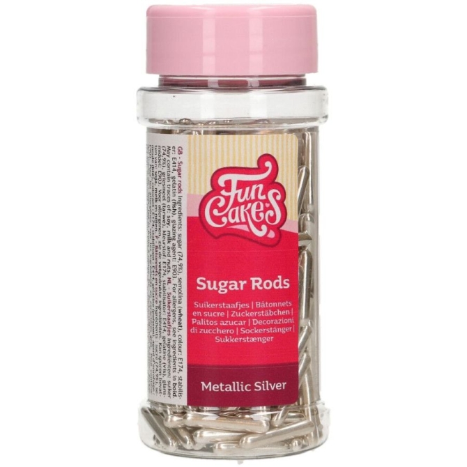 FunCakes barritas Metlicas De Azcar XL Plata - 70g 
