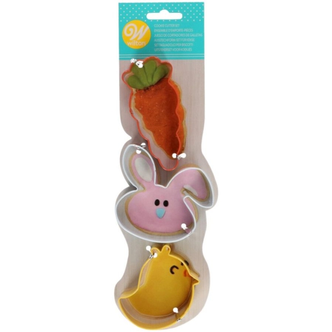 Wilton Set 3 cortapastas de Pascua - Zanahoria / Conejo / Gallito 