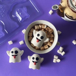 Molde de chocolate para Halloween - 3 mini fantasmas. n1