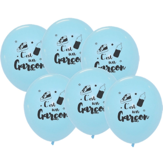 6 Globos Azules - Es un Nio 30 cm 