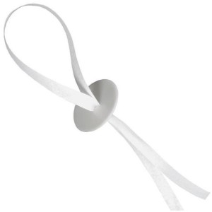 12 cierres de globos con cinta blanca.
