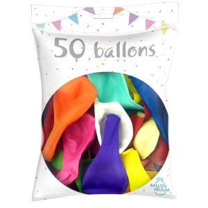 Paquete de 50 globos multicolor -  23 cm