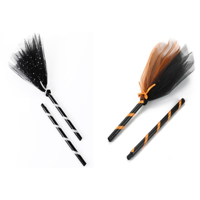 Escoba de bruja de tul DIY - Negro / Gris