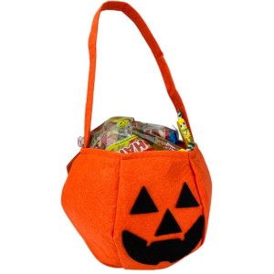Cubo de dulces de calabaza de fieltro - 28 cm