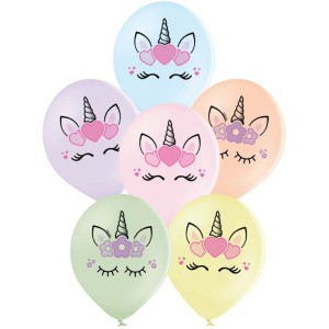 6 Globos Unicornio Pastel -  30 cm