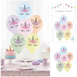 6 Globos Unicornio Pastel -  30 cm. n2