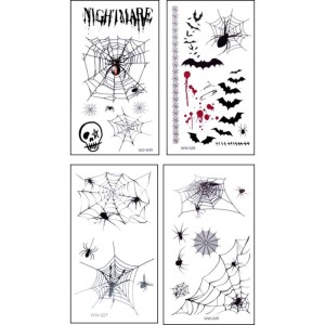 4 mini hojas de tatuajes de Halloween: divertidas y aterradoras!
