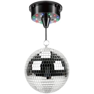 Bola de espejos giratoria con motor y 18 LED - 12 cm