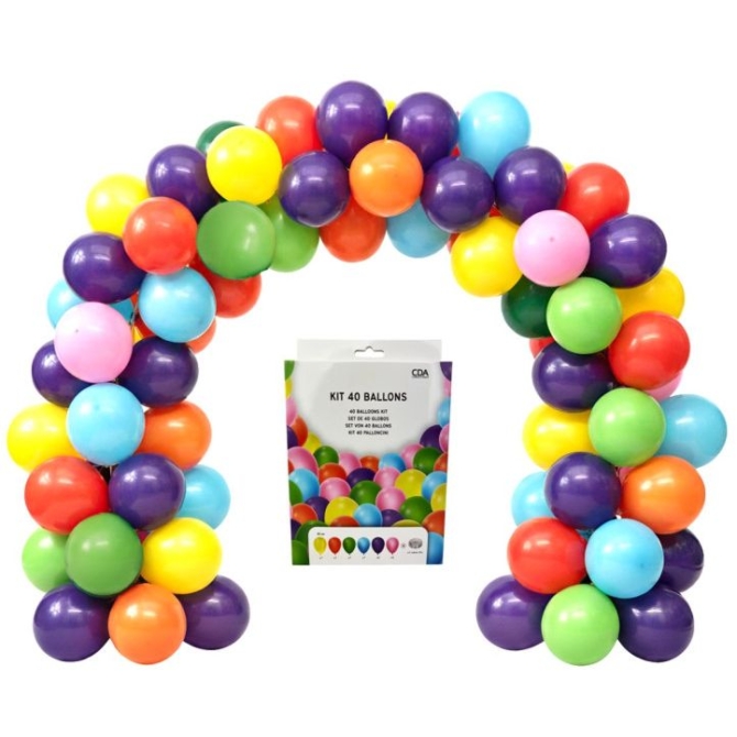 Kit de arco de globos multicolor - 40 globos 