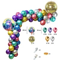 Kit de arco de globos met�licos para discoteca - 40 globos