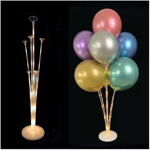 Soporte para globos con luz LED blanca c�lida para 7 globos - 72 cm 