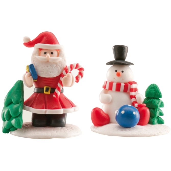 1 Pap Noel y 1 mueco de nieve en la base 