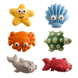 6 Animales Marinos Felices 3D (3 cm) - Azcar