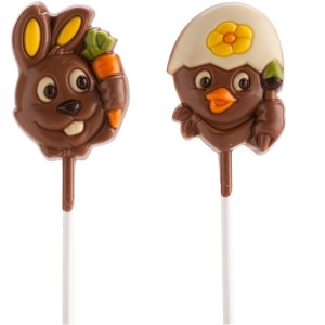 2 piruletas de animales de Pascua - Chocolate