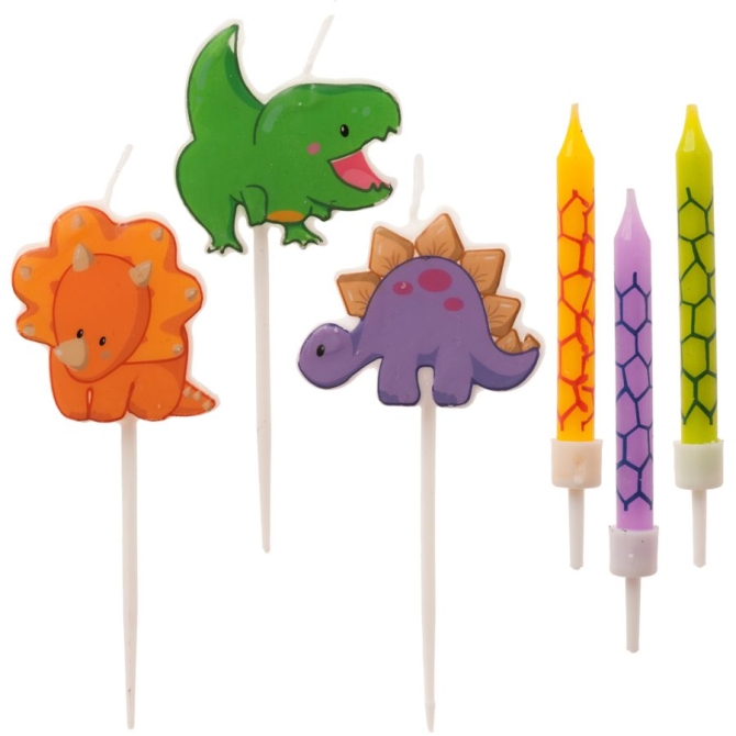 Mezcla de velas de cumpleaños de dinosaurio 
