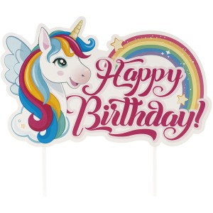 Adornos de papel para tartas - Unicornio