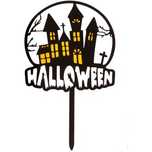 Adorno para tarta de Halloween con forma de casa encantada (15,5 cm)
