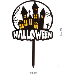 Adorno para tarta de Halloween con forma de casa encantada (15, 5 cm). n1