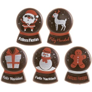 5 Boules  Neige Fliz Navidad Chocolat Noir