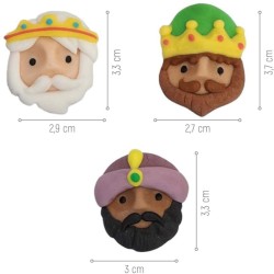 3 Decoraciones 2D de los Tres Reyes Magos – 3, 3 cm – Azúcar. n°1