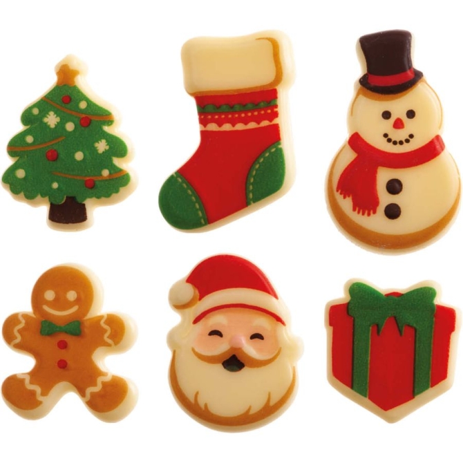 6 Adornos Navideos  3, 5 cm  Chocolate Blanco 