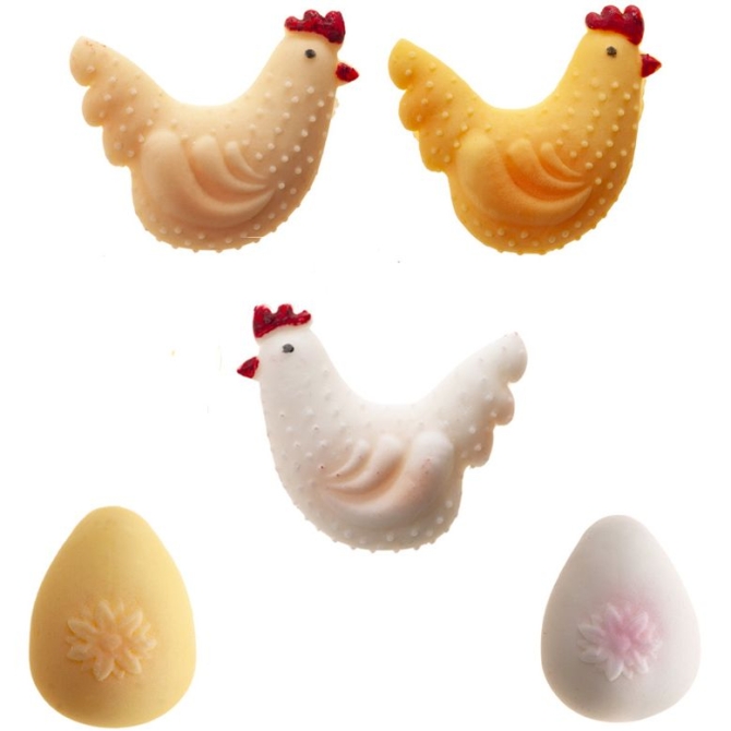 5 Decoraciones: Gallinas  +  Huevos � Az�car 