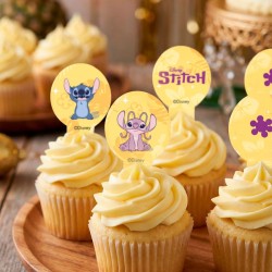 20 decoraciones de papel de oblea para cupcakes de Stitch y Angel. n�1