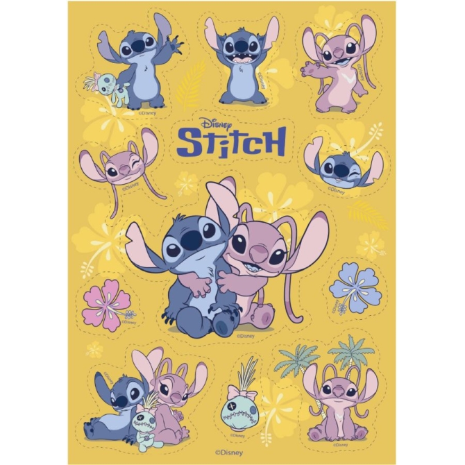 12 pegatinas comestibles de Stitch y Angel 