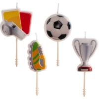 4 velas de cumplea�os con dise�o de f�tbol en 2D