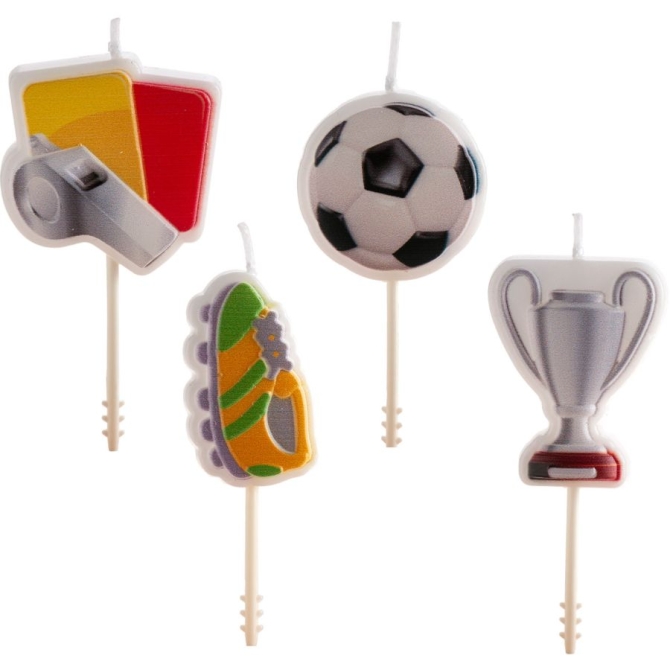 4 velas de cumplea�os con dise�o de f�tbol en 2D 