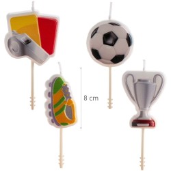 4 velas de cumplea�os con dise�o de f�tbol en 2D. n�1