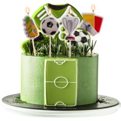 4 velas de cumplea�os con dise�o de f�tbol en 2D. n�2